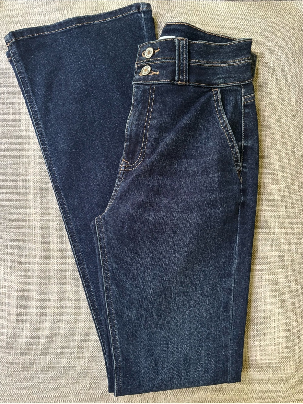 KanCan High-Rise Indigo Blue Double-Button Flare jeans - Picture 2 of 4